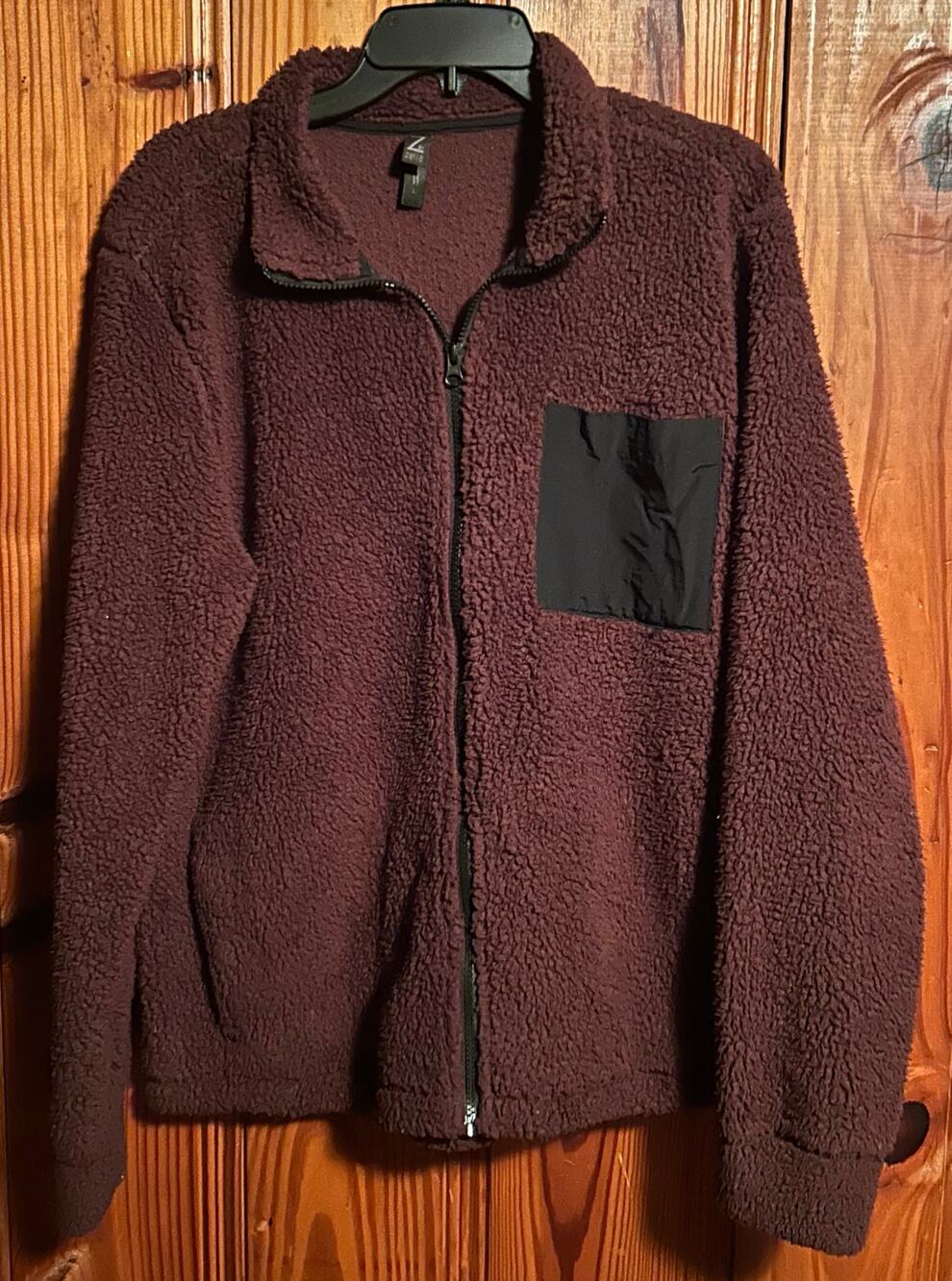 Z by Zella Frosty Faux Shearling Zip Up Jacket brown fleece size large